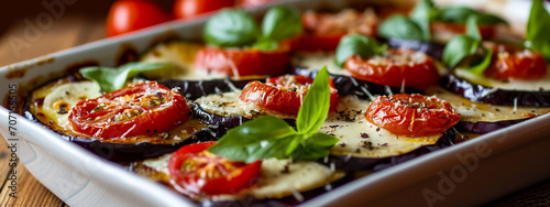 great italian food baked eggplant with pepper vegetable lasagna photo