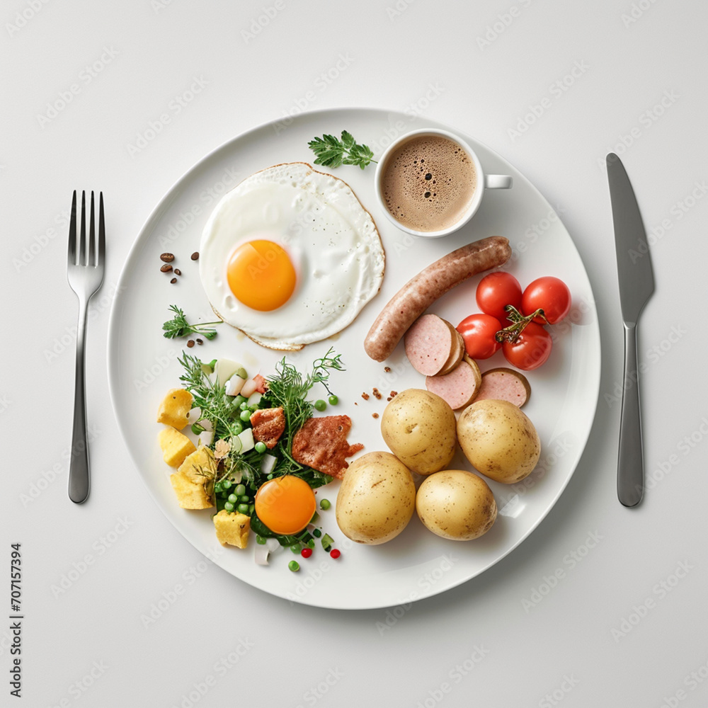 fried eggs with bacon and vegetables fried eggs with bacon and vegetables