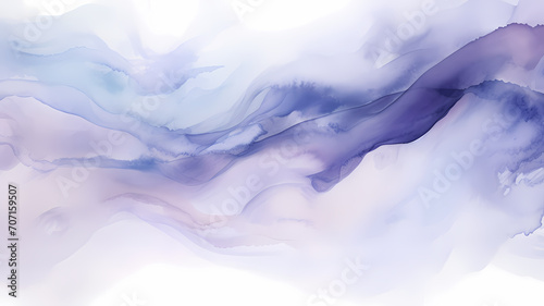 Abstract watercolor drawing featuring a palette of pale gray, blue, and putple hues, with a dominant blue color. Ideal art background for design purposes, showcasing elements of water and grunge photo