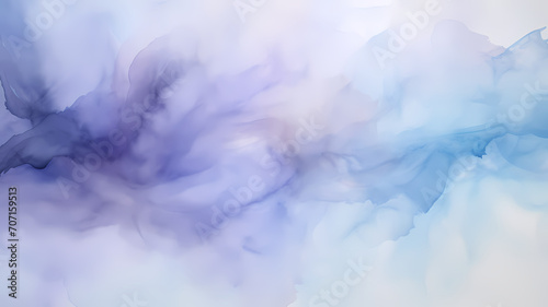 Abstract watercolor drawing featuring a palette of pale gray, blue, and putple hues, with a dominant blue color. Ideal art background for design purposes, showcasing elements of water and grunge