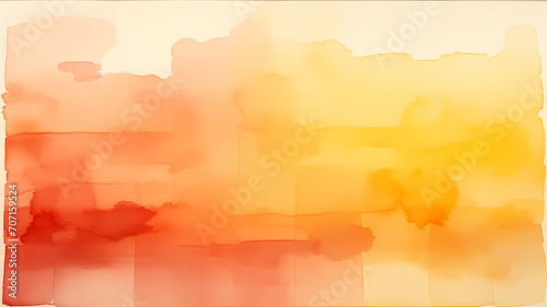 Abstract watercolor drawing featuring a palette of pale orange, red, and yellow hues, with a dominant red color. Ideal art background for design purposes, showcasing elements of water and grunge