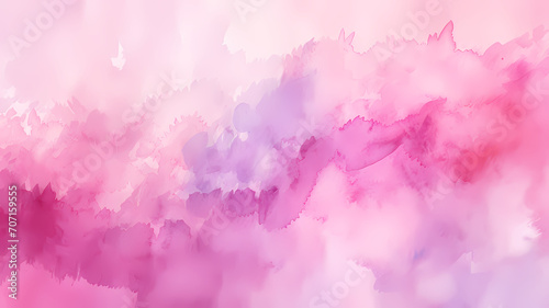 Abstract watercolor drawing featuring a palette of pale pink red and violet hues, with a dominant pink color. Ideal art background for design purposes, showcasing elements of water and grunge photo