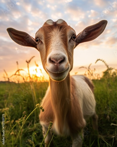 a goat is in the field.