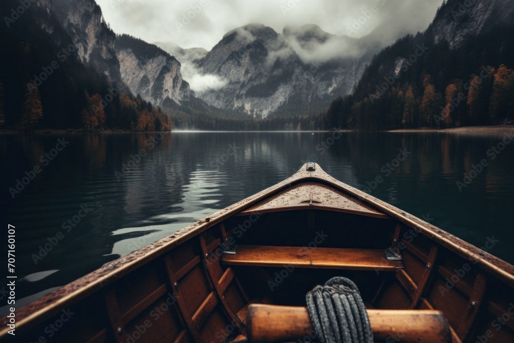 Obraz premium boat ride on the river in the mountain..