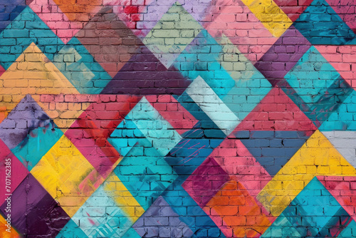 Brick Wall Adorned With Vibrant, Multicolored Pattern