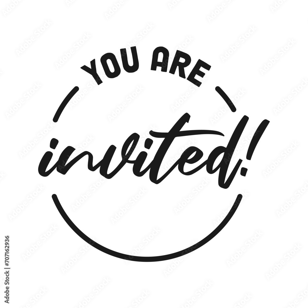 Obraz premium You are invited. Handwritten banner. Calligraphic invitation.