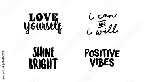 Motivational quotes bundle. Inspiration and good vibes set of typographic designs.