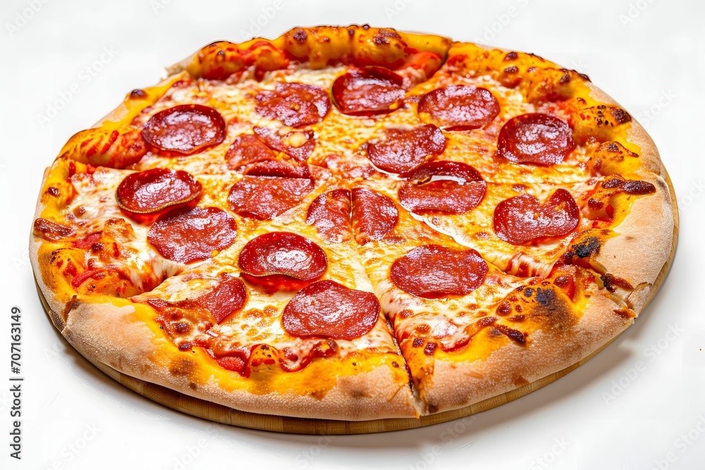 Delicious Pepperoni Pizza on a Clean White Background, closeup view