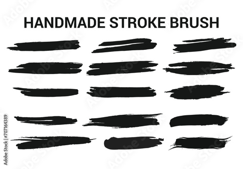 Handmade brush stroke black brushes stock set - collections