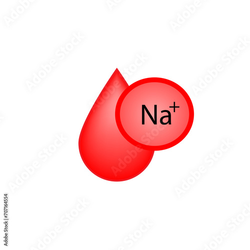 Sodium Na electrolyte. Icon isolated on white background. Hypernatremia and Hyponatremia. Sodium excess and deficit electrolyte disorders. Scientific design. Vector illustration.