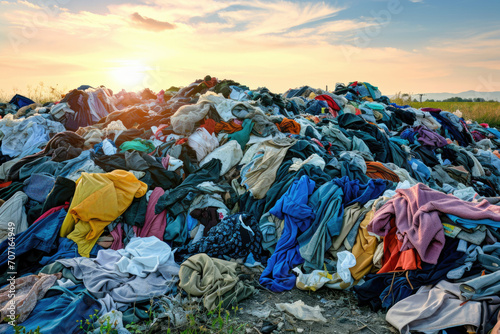 Heap Of Clothes In Landfill, Highlighting Fast Fashion Waste