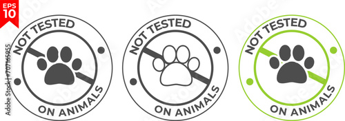 Not tested on animals round vector label stamp for cosmetics and products packaging. Flat design. Vector illustration
