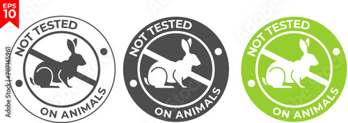Not tested on animals round vector label stamp for cosmetics and products packaging. Flat design. Vector illustration