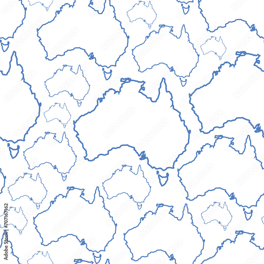 Obraz premium Seamless pattern of Australia map in outline on a white background