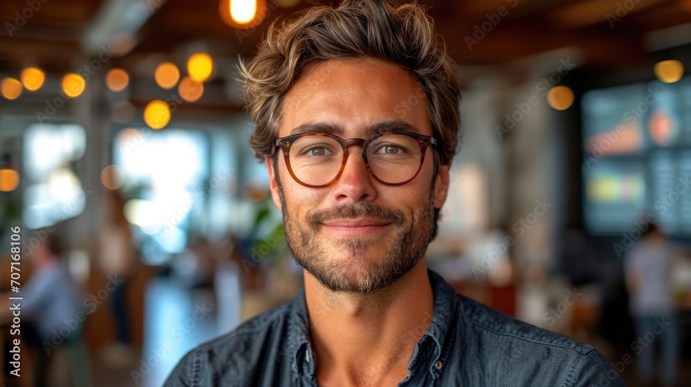 Visionary tech innovator in a dynamic office, epitomizing success in technology. Visionary tech innovator in a dynamic office, epitomizing success in technology.