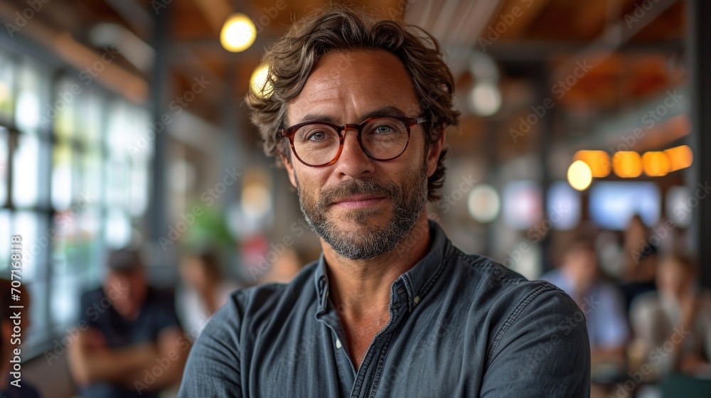 Visionary tech innovator in a dynamic office, epitomizing success in technology. Visionary tech innovator in a dynamic office, epitomizing success in technology.