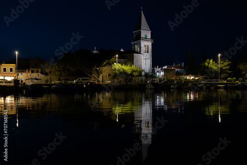 Night Panorama of Osor Town Harbor in Croatia © Fotopogledi