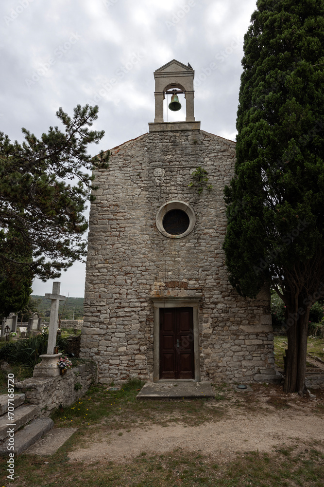 Small Roman Old Church of St. Mary and cemetery of Osor town, Cres Island - Croatia