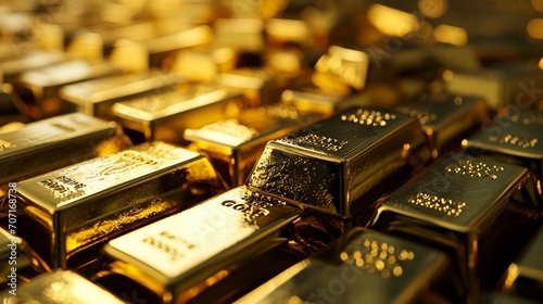 Gold bars piled up on top of each other, dramatic lighting,