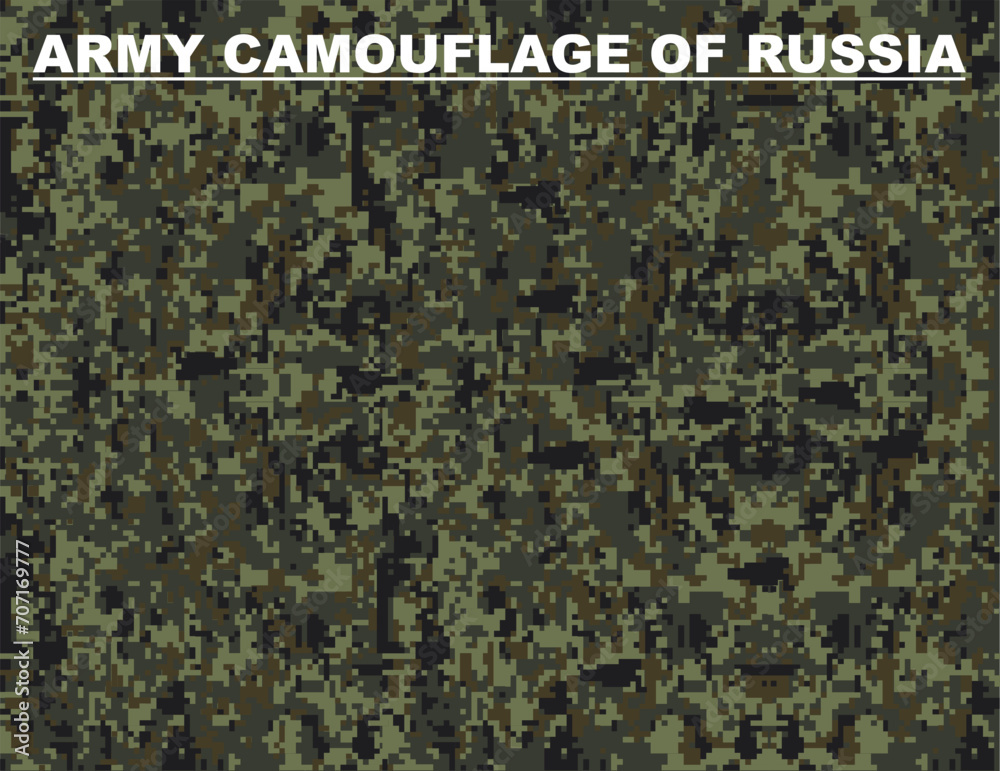 Fototapeta premium Professional Russian army pixel camo for your production or design. Vector illustration.