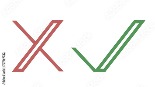Tick and cross. The choice is yes or no. Vector graphics.