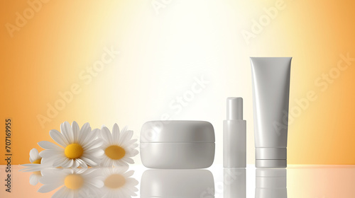 Mockup for cosmetics. Space for logo, text and slogan. Advertising and presentation of products. Design for marketplaces. Beauty and health. Skin care, cleanliness. Balm, gel, liquid soap, shampoo.