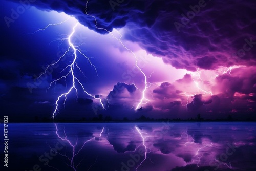 Backdrop of sky with lightning. Generative AI