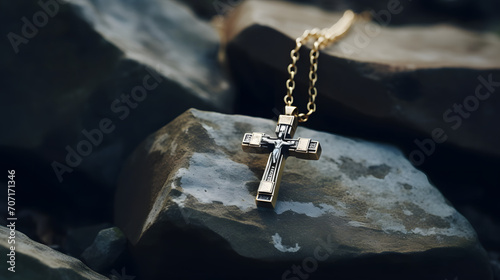 Religiöse Halskette mit Kreuz / Rosenkranz
