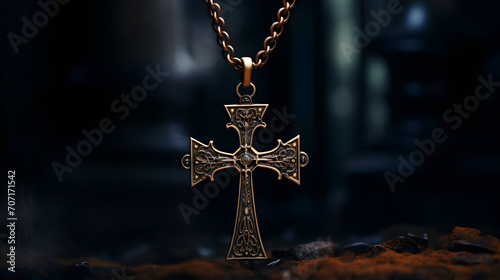 Religiöse Halskette mit Kreuz / Rosenkranz photo