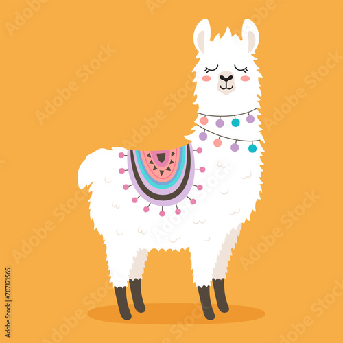 funny llama in cartoon style