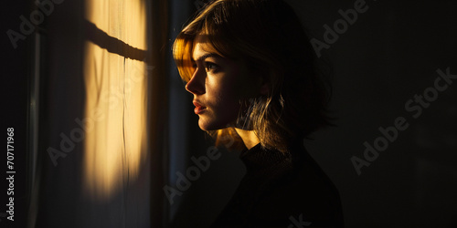 portrait, sharp silhouette against a muted background