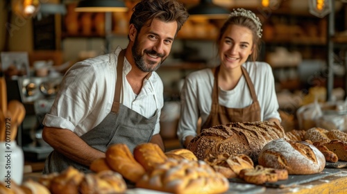 Chef and baker collaborating in a bakery  showcasing culinary teamwork and artisanal baking.