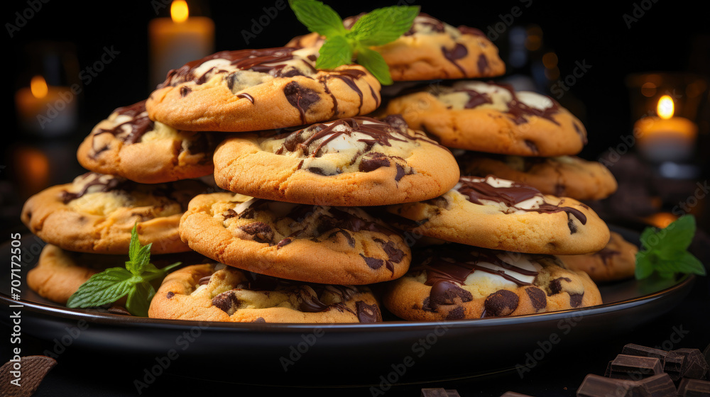 Sumptuous Chocolate Chip Goodies on Modern Plate Sumptuous Chocolate Chip Goodies on Modern Plate