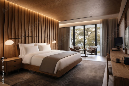Bedroom Bliss: King-sized Comfort with Wooden Detail © Luba