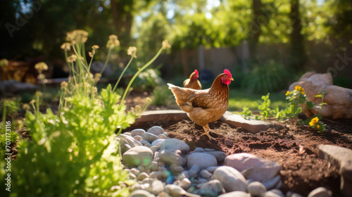 Backyard Serenity: Free-Range Chicken Delight