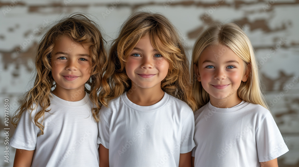Portrait of happy three children. Generative ai Portrait of happy three children. Generative ai