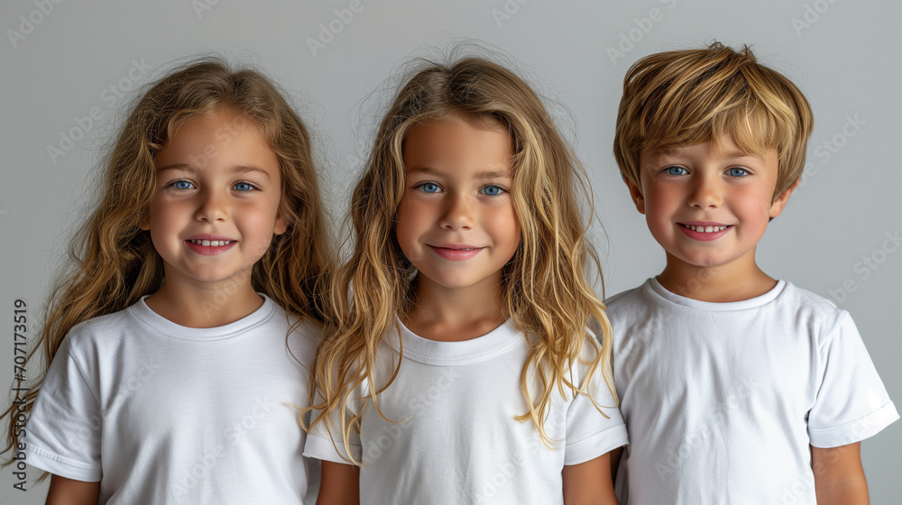 Portrait of happy three children. Generative ai Portrait of happy three children. Generative ai