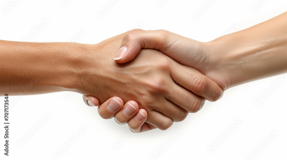 Handshake between two people on a white background. Generative ai Handshake between two people on a white background. Generative ai