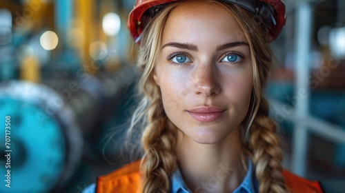 Female engineer inspecting a construction site, showcasing empowerment in engineering.