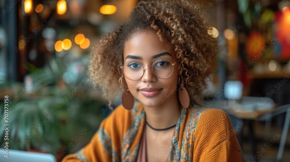 Trendy social media influencer creating content in a café, reflecting the impact of digital marketing and lifestyle branding. Trendy social media influencer creating content in a café, reflecting the impact of digital marketing and lifestyle branding.