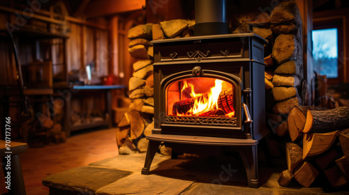 Cabin Coziness: Fireside Bliss with Wood Stove
