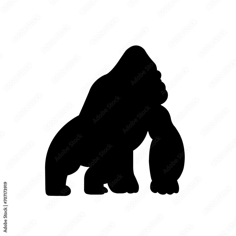 Obraz premium Gorilla silhoutte black vector illustration