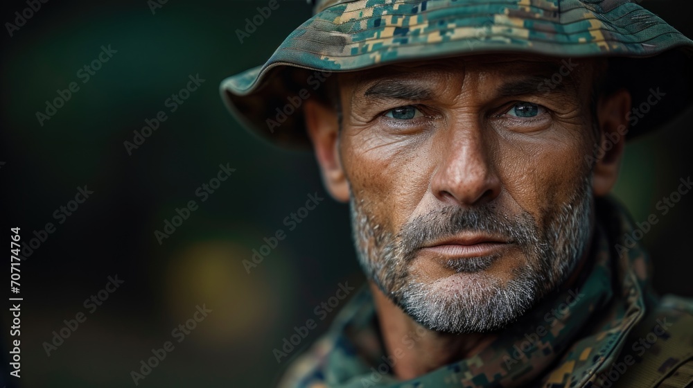 Commanding military drill instructor on a training field, representing discipline and leadership in training. Commanding military drill instructor on a training field, representing discipline and leadership in training.
