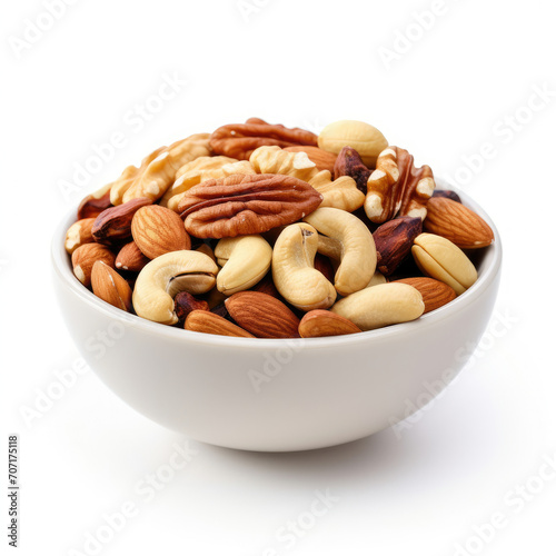 Assorted Nuts in a White Bowl on a Table