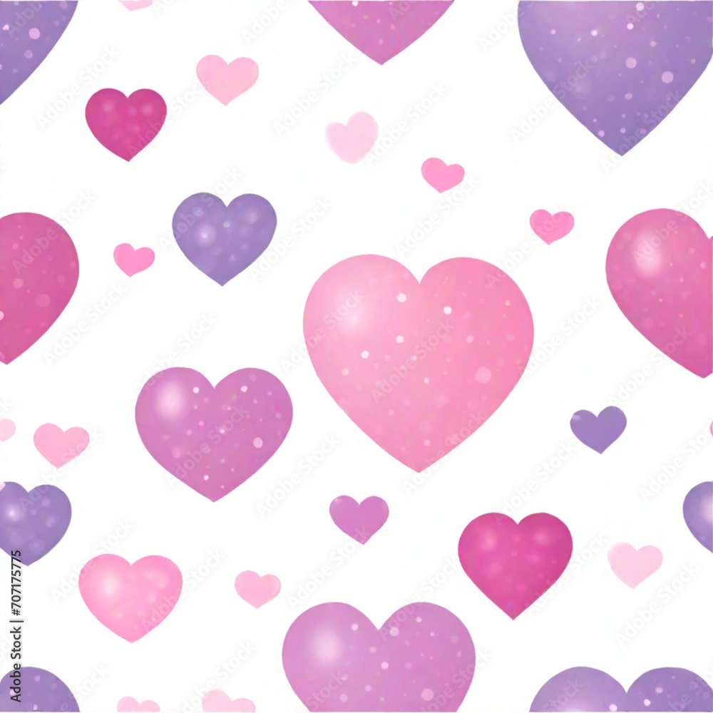 Red love heart seamless pattern illustration. Cute romantic pink hearts background print. Valentine's day holiday backdrop texture, romantic wedding design Generative AI