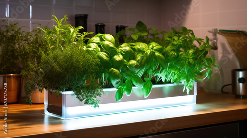 Herbs in Full Bloom: LED-lit Indoor Extravaganza