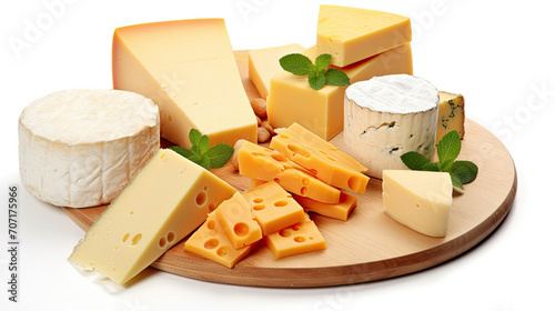 Wooden Plate With Abundance of Cheese - Delicious Appetizer or Snack