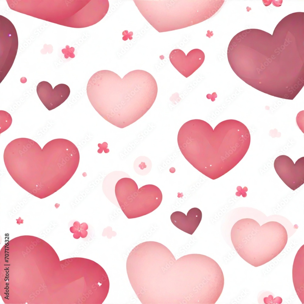 Red love heart seamless pattern illustration. Cute romantic pink hearts background print. Valentine's day holiday backdrop texture, romantic wedding design Generative AI