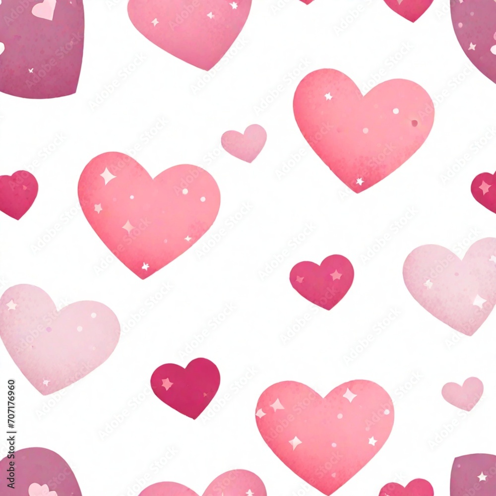 Red love heart seamless pattern illustration. Cute romantic pink hearts background print. Valentine's day holiday backdrop texture, romantic wedding design Generative AI Red love heart seamless pattern illustration. Cute romantic pink hearts background print. Valentine's day holiday backdrop texture, romantic wedding design Generative AI