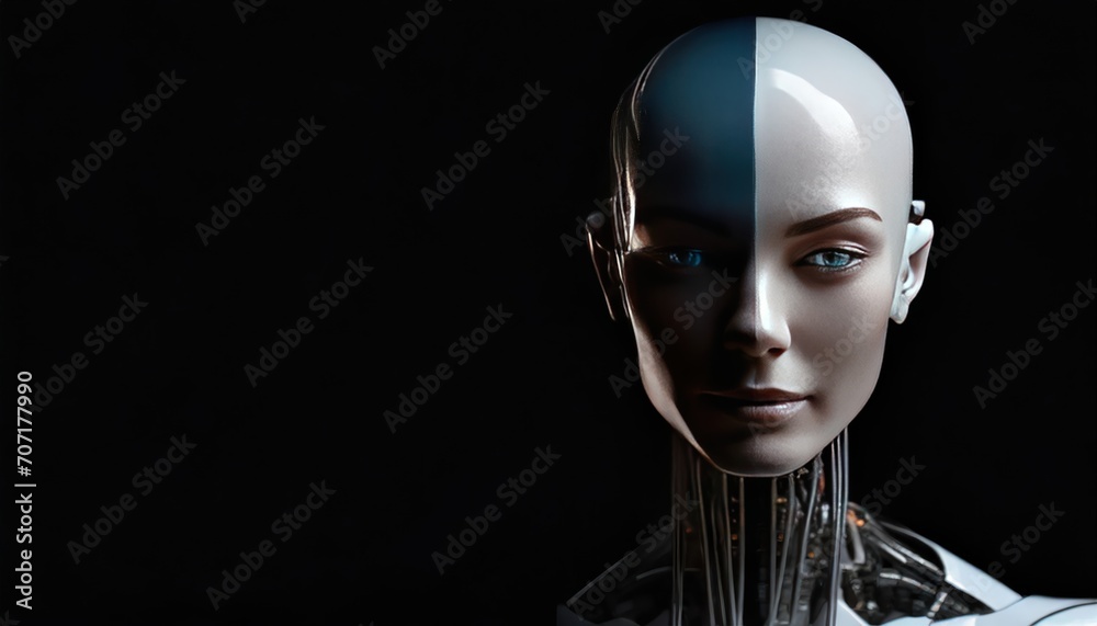 3D image of a full bodied or a man robot, half face of man half face of a robot, mechanical robot that looks like a man, wires of the robot, driving crane, dark, hyper realistic, super detailed, intri 3D image of a full bodied or a man robot, half face of man half face of a robot, mechanical robot that looks like a man, wires of the robot, driving crane, dark, hyper realistic, super detailed, intri